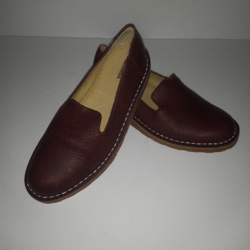 LL Bean Womens Leather Loafers Shoes Size 9 M Flats Dark Burgundy